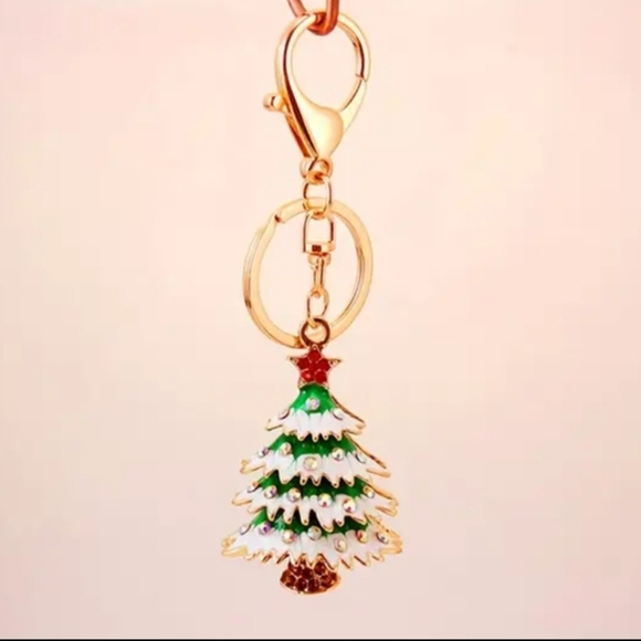 NEW! Rhinestone Christmas Tree🎄 Keychain / 🎒👜 Bag Charm 🎁 🎅🤶 - Picture 5 of 6